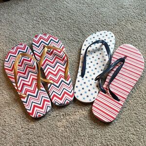 Never worn, USA Patriotic Flip Flops Sandals size 9